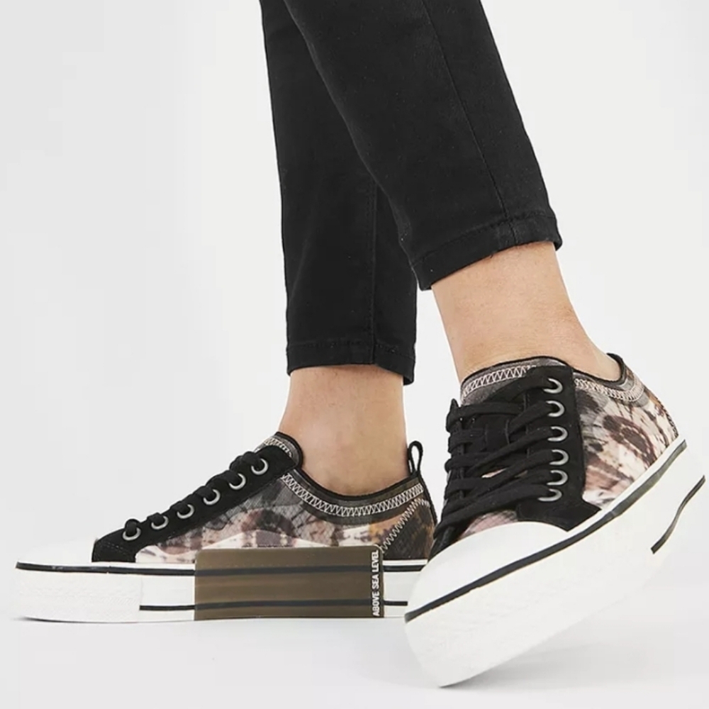 ASH Womens Vertu Tie Dye Platform Sneakers 38 Streetwear Low Top